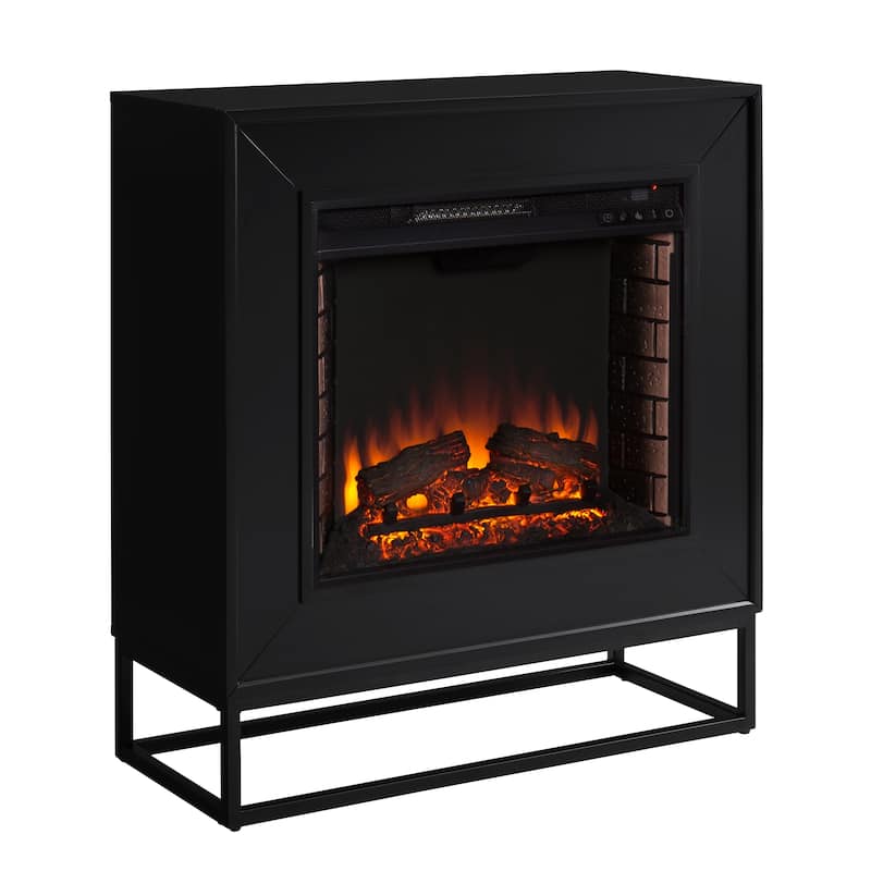 SEI Furniture Francis Contemporary Black Wood Electric Fireplace