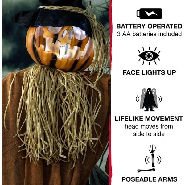 Shop 6 Ft Animated Scarecrow Prop W Rotating Jack O Lantern Head