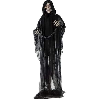 Life-Size Animated Grim Reaper, Rotating Head, Halloween Decor