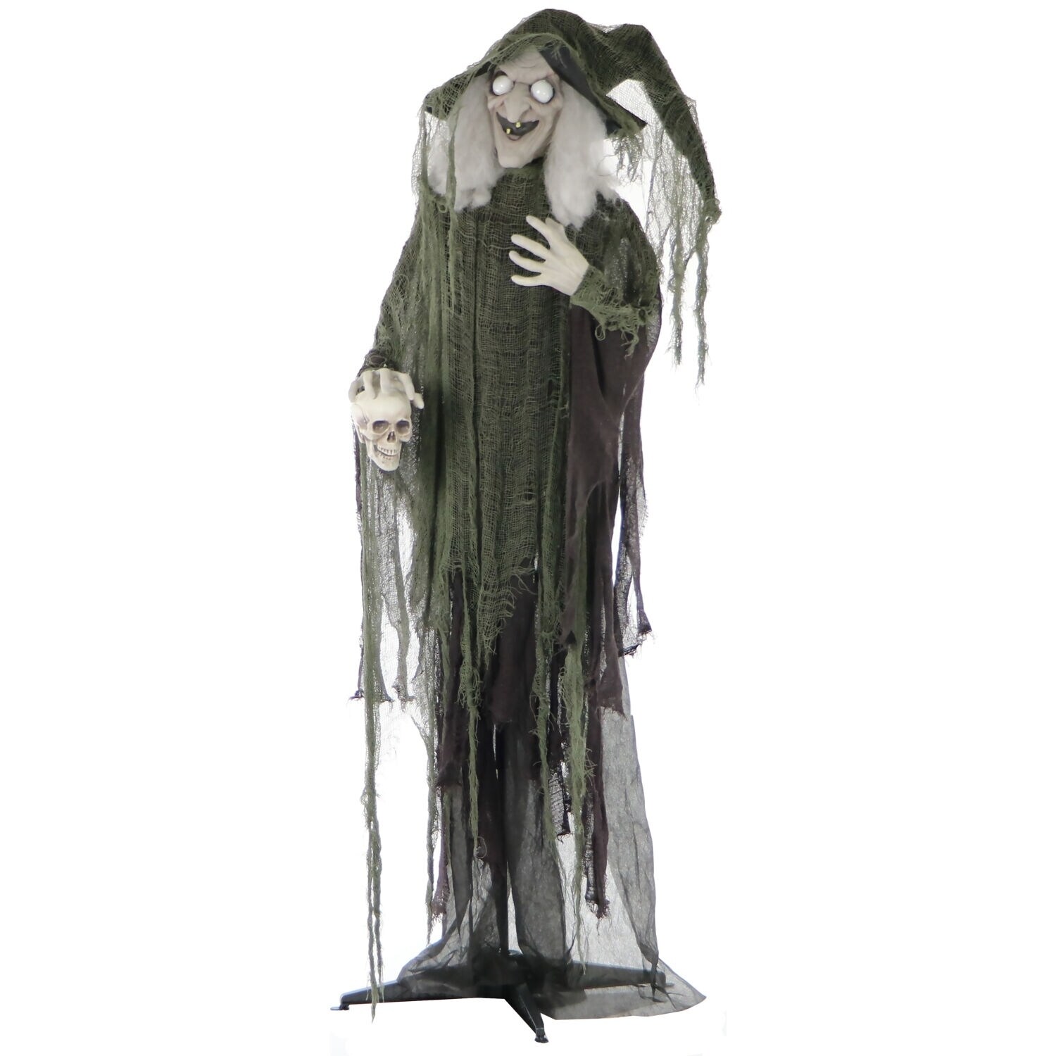 Shop Life Size Animated Talking Witch Prop W Skull Rotating Body For Indoor And Outdoor Halloween Decoration Battery Operated Overstock 29236412