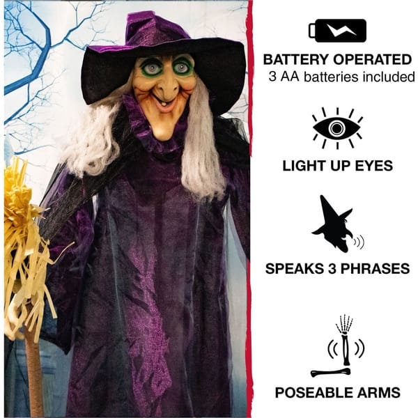 Shop Life Size Animated Talking Witch W Broomstick Rotating