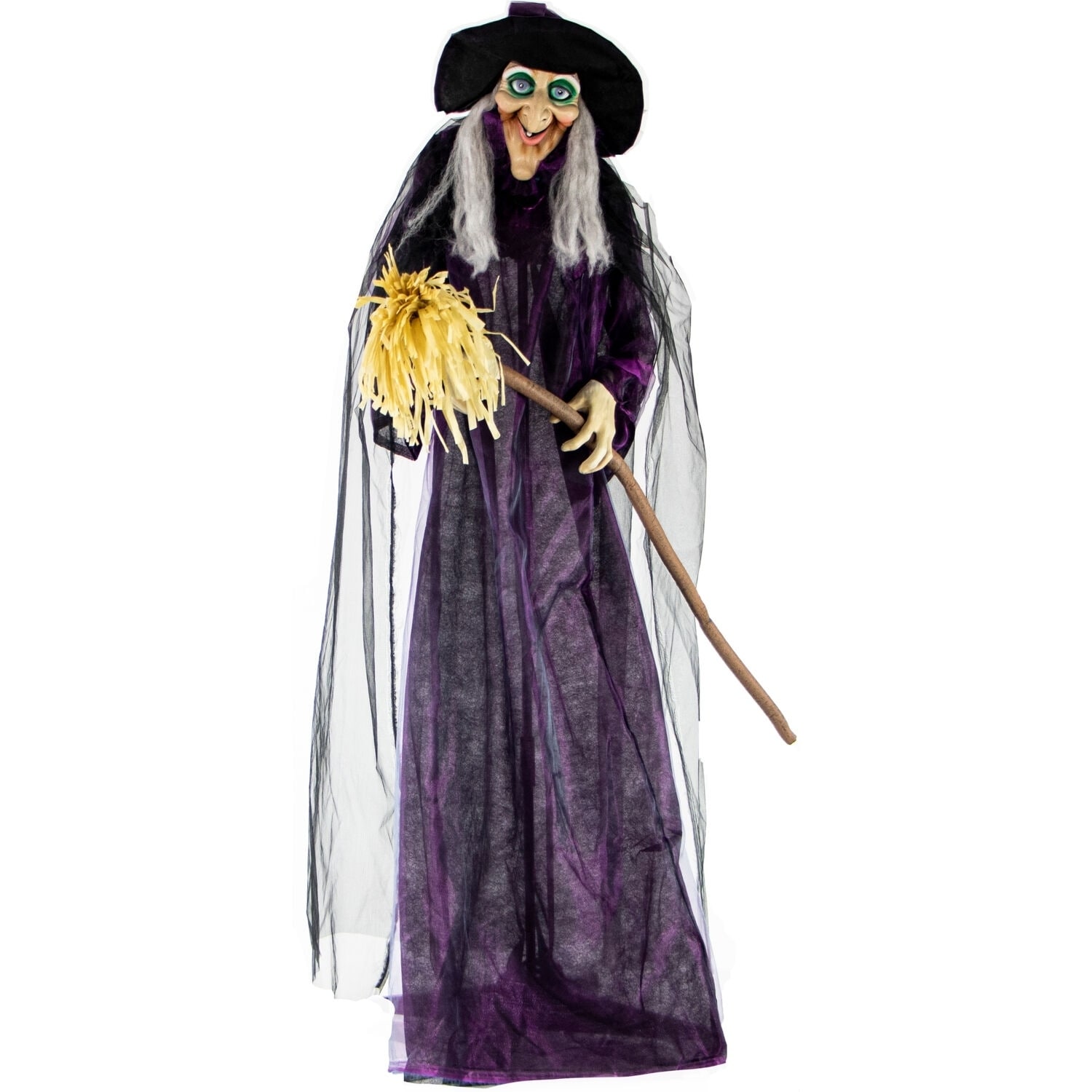 Shop Life Size Animated Talking Witch W Broomstick Rotating