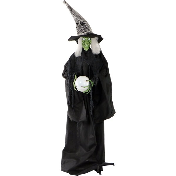 Life-Size Wicked Witch w/ LED Crystal Ball for Indoor/Outdoor Halloween Decor. Opens flyout.