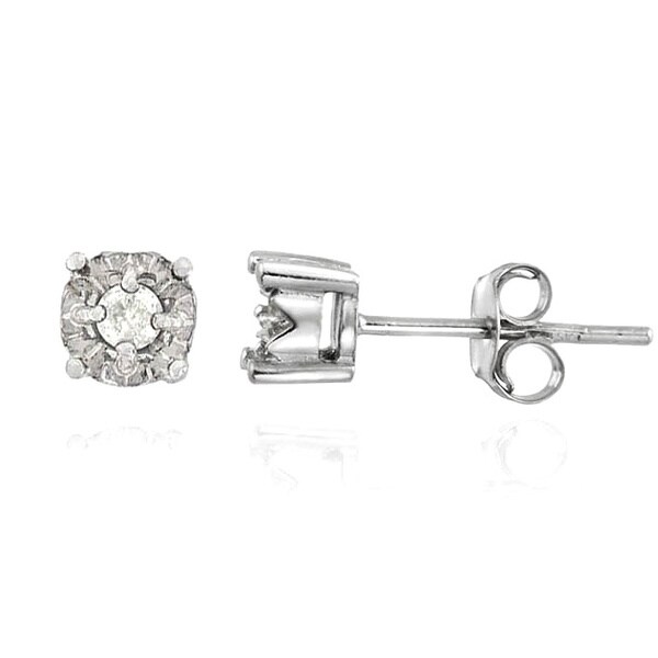 Shop DB Designs Sterling Silver Diamond Stud Earrings - On Sale - Free ...