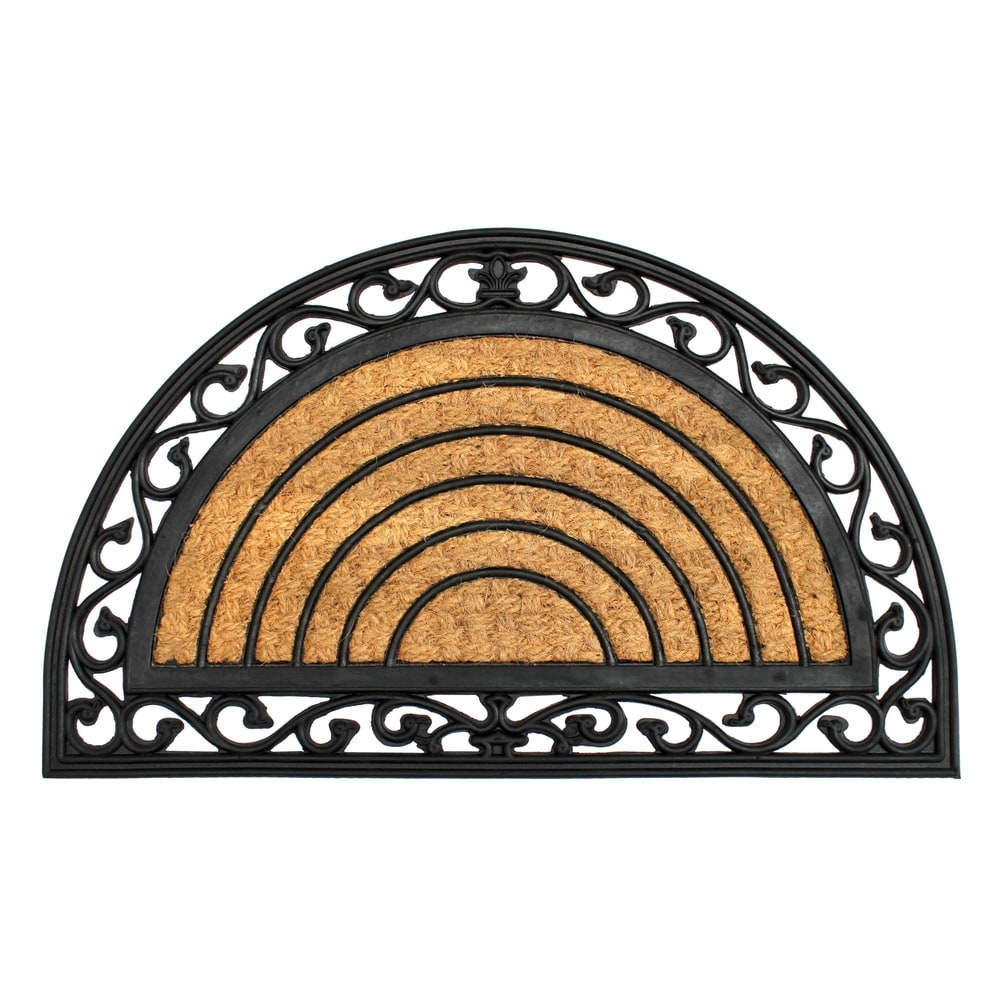 Garage Back Porch Heavy Duty Indoor & Outdoor &Welcome Mat for Front Door Elecgadget Semi Circle Door Mat Front Porch 24“x 36” Half Round Low-Profile Coffee Back Door Entrance 