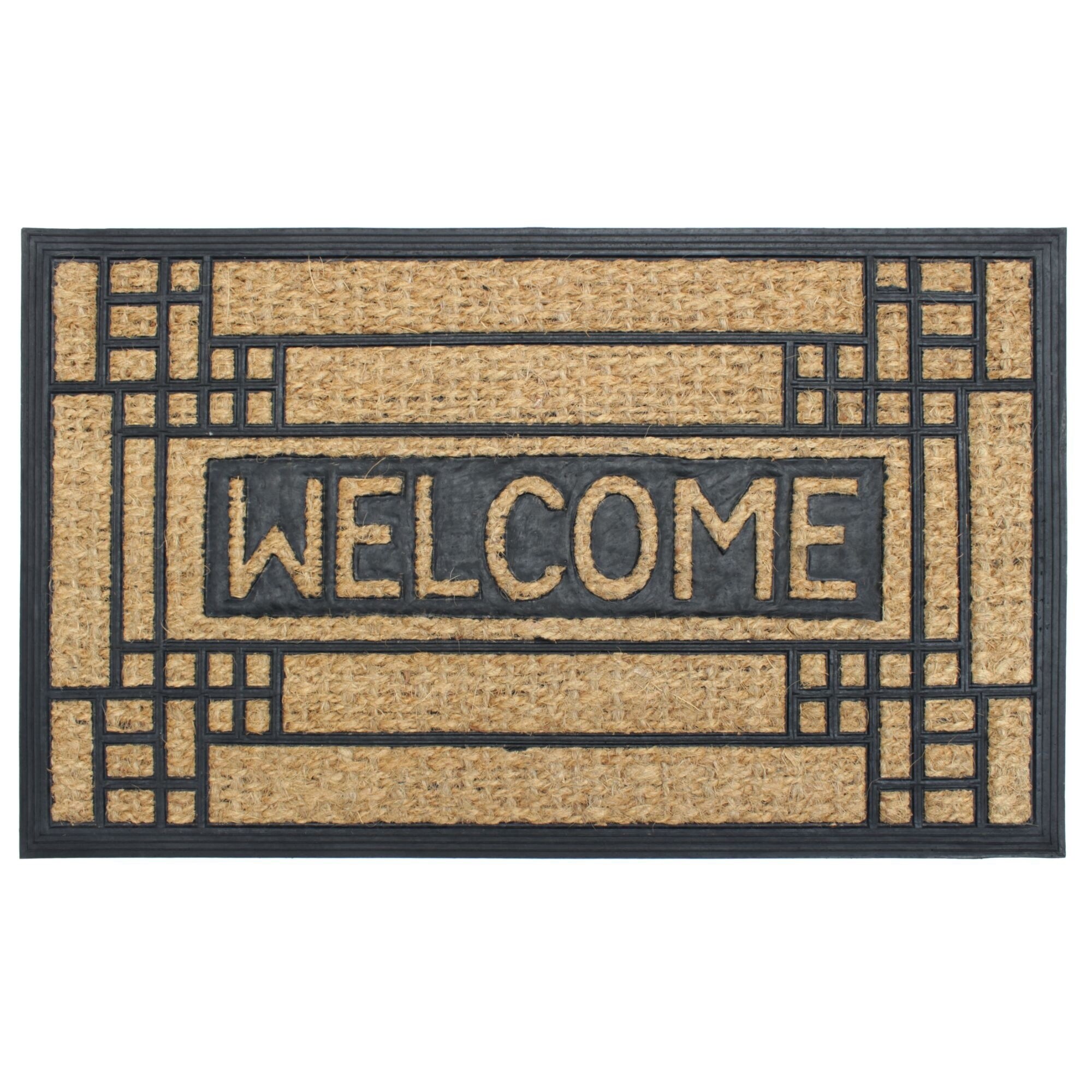 Shop Rugsmith Natural Black Moulded Rubber Coir Welcome Doormat