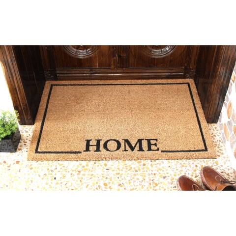 RugSmith Natural Black Machine Tufted Home Square Coir Doormat, 24" x 36"