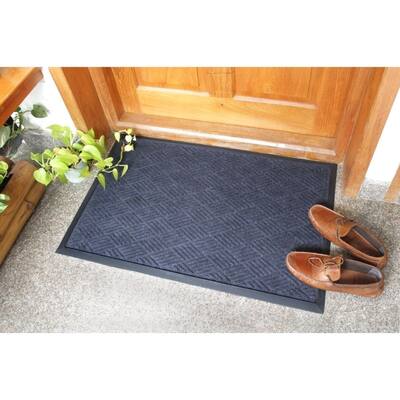 RugSmith Dark Grey Moulded Cobalt Rubber Poly Doormat, 24" x 36" - 24" x 36"