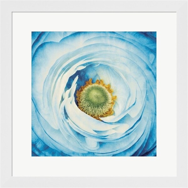 Aledanda 'White Peony with Blue' Framed Art