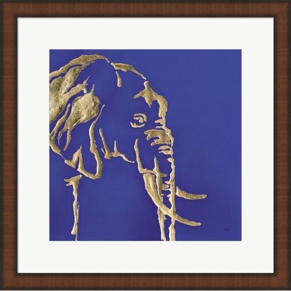 Chris Paschke 'Gilded Elephant Indigo' Framed Art