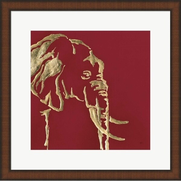 Chris Paschke 'Gilded Elephant on Red' Framed Art