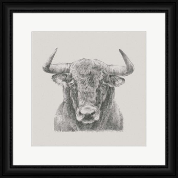 Ethan Harper 'Black & White Bull' Framed Art