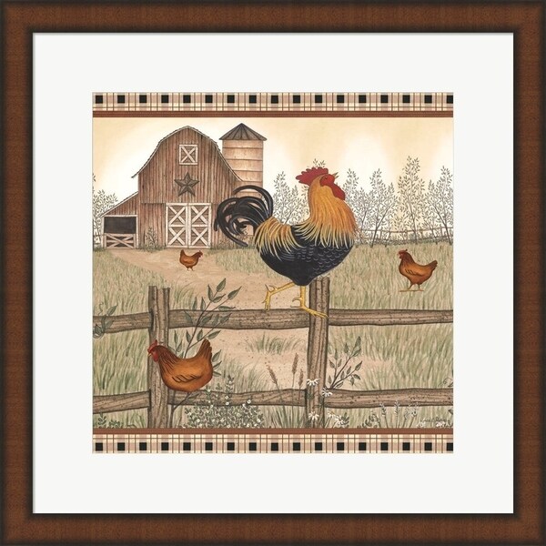 Linda Spivey 'Rustic Farm Rooster' Framed Art