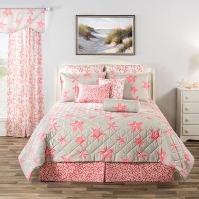 Key Biscayne tropical pink and gray starfish quilt mini set