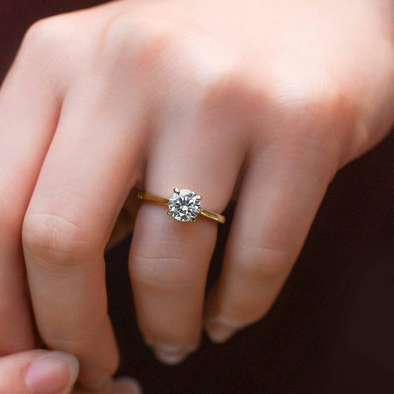 Annello by Kobelli 14k Gold 1 Carat Diamond Solitaire Taper Shank Engagement Ring