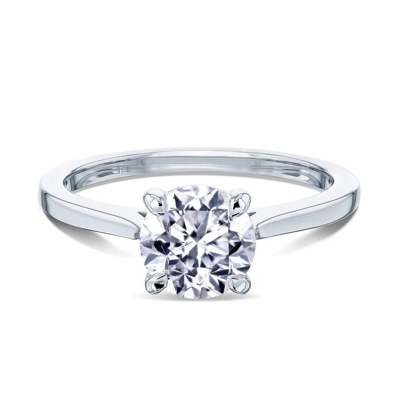 Kobelli 1 Carat Natural Diamond 14k Solid Gold Round Brilliant Solitaire Taper Shank Melinda Engagement Ring