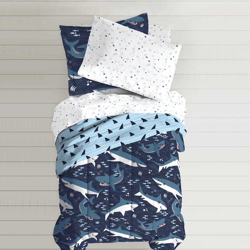 Dream Factory Sharks Microfiber Bed in a Bag with Sheet Set