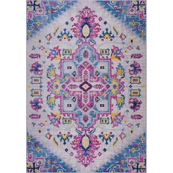LaDole Rugs Traditional Design Soft Mat Area Rug Carpet in Blue Multicolor