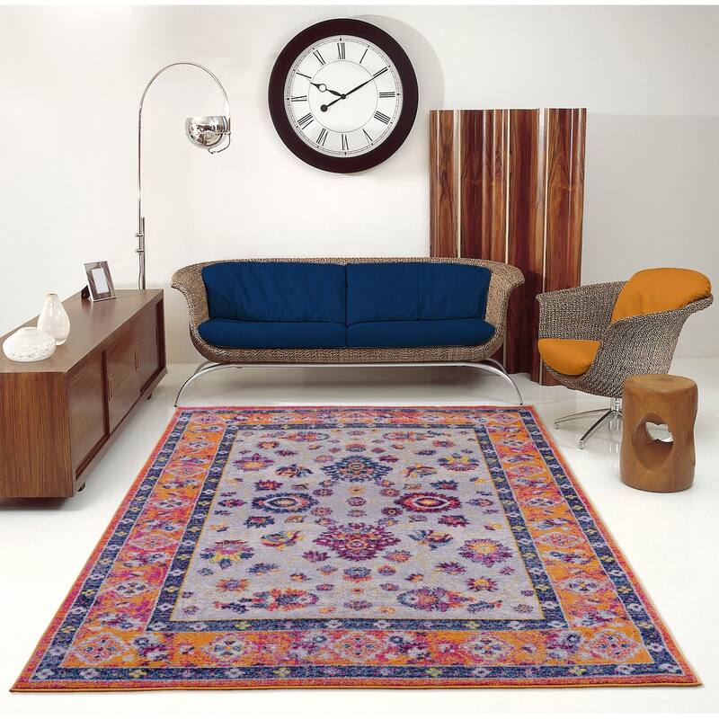 LaDole Rugs Traditional Design Mat in Orange Pink