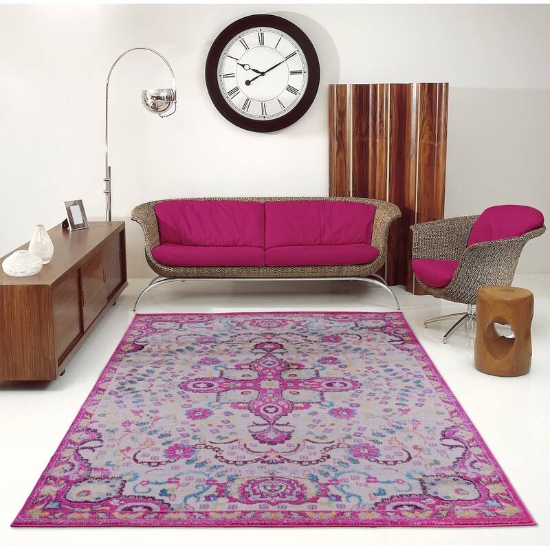 LaDole Rugs Darcy Persian Traditonal Design Mat in Pink