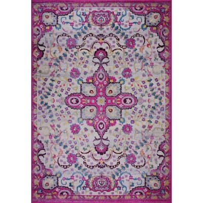 LaDole Rugs Darcy Persian Traditonal Design Mat in Pink