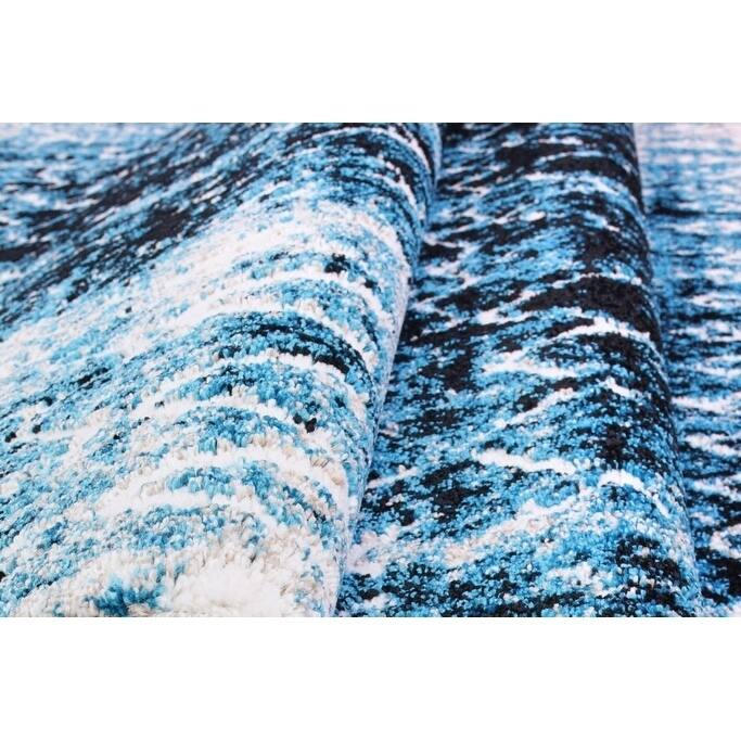 LaDole Rugs Verona Traditional Trellis Mat in Turquoise and Black