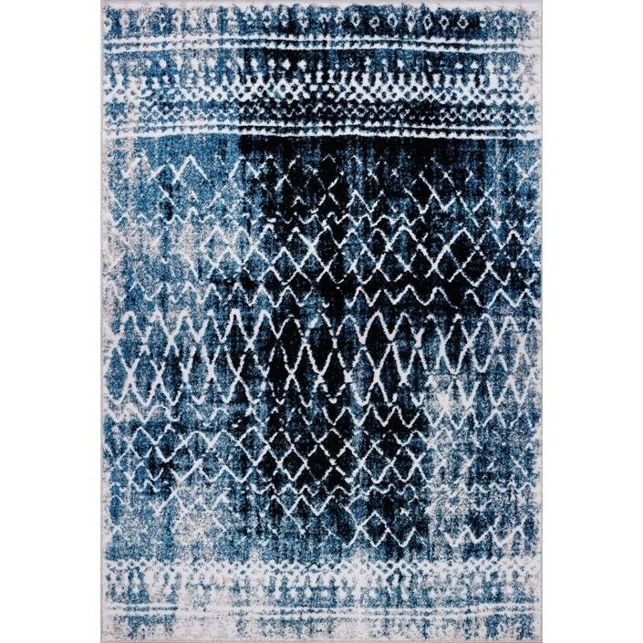 LaDole Rugs Verona Traditional Trellis Mat in Turquoise and Black - Blue - 3'11" x 5'7"(120cm x 170cm)