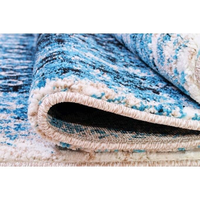 LaDole Rugs Verona Traditional Trellis Mat in Turquoise and Black