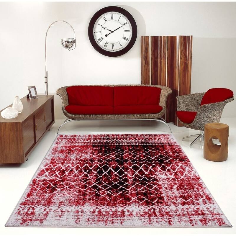 LaDole Rugs Verona Traditional Trellis Mat in Turquoise and Black