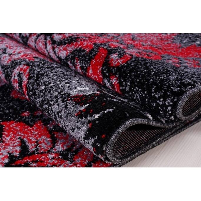 LaDole Rugs Milan Classic Damask Style Mat in Black and Gold