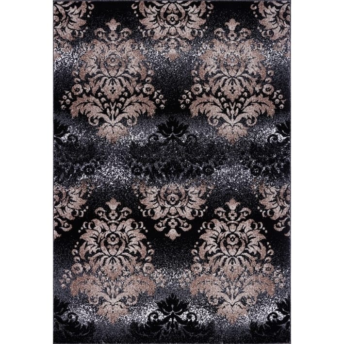 LaDole Rugs Milan Classic Damask Style Mat in Black and Gold - Gold - 5'3" x 7'6"(160cm x 230cm)
