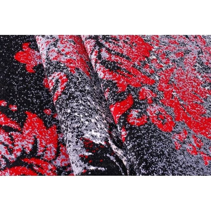 LaDole Rugs Milan Classic Damask Style Mat in Black and Gold