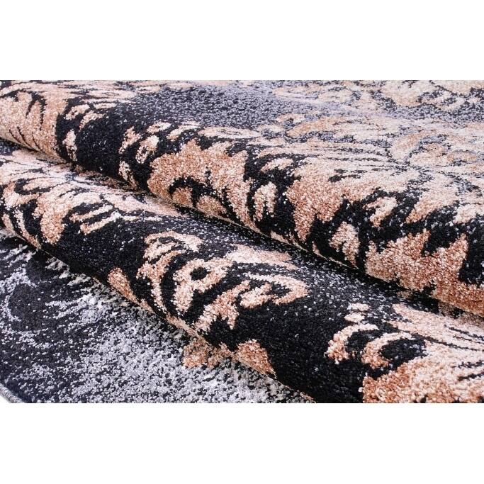 LaDole Rugs Milan Classic Damask Style Mat in Black and Gold