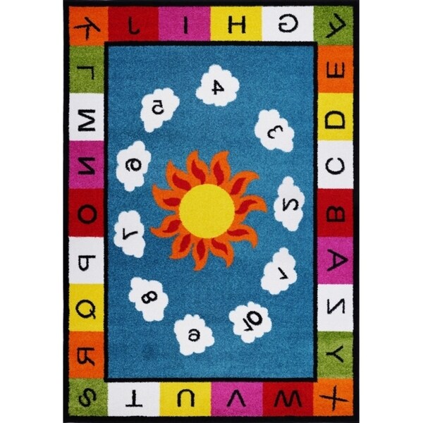 LaDole Rugs Number Alphabets Durable Kids Area Rug Blue Multicolor