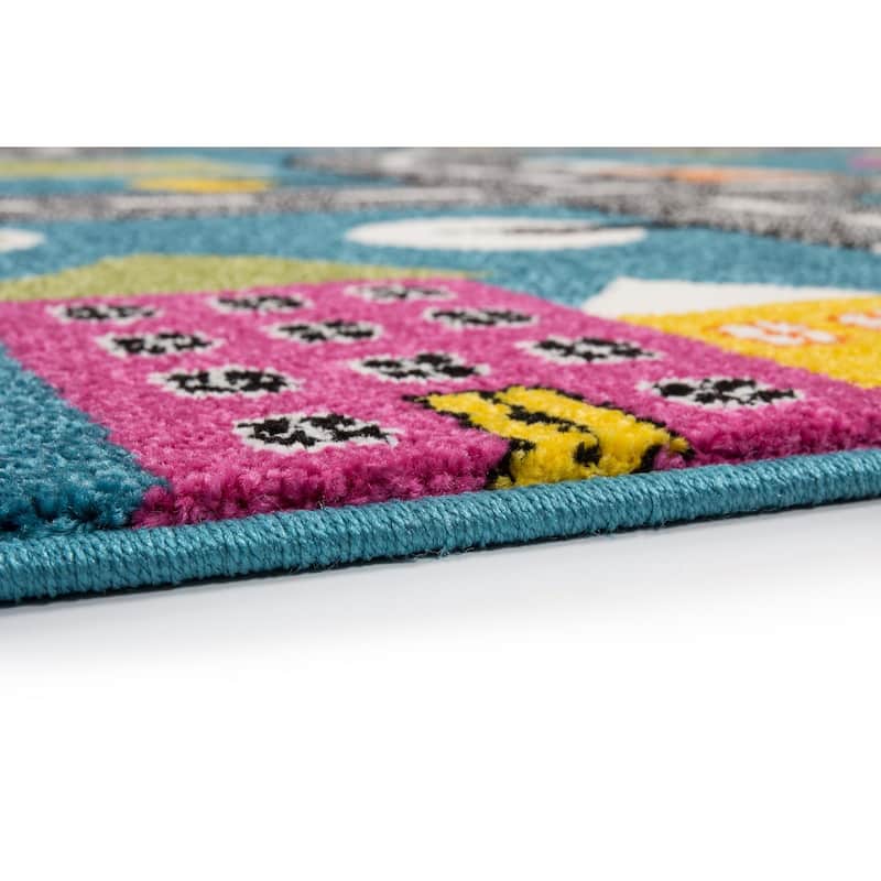 LaDole Rugs Kids Area Rug Cars and Roads City Theme in Blue 3'9" x 5'2"