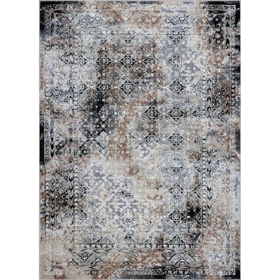 LaDole Rugs Tayrona Abstract Contemporary Area Rug in Black Grey