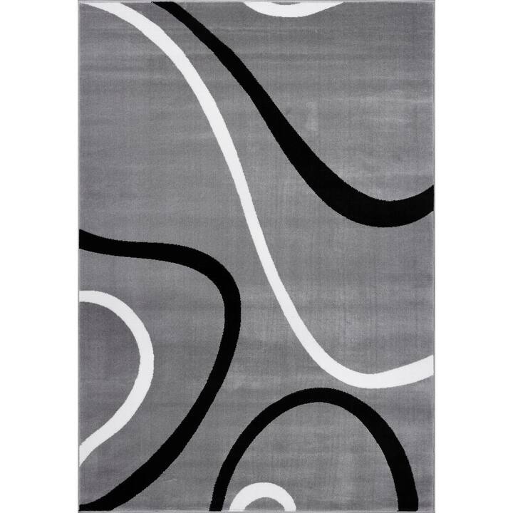 LaDole Rugs Durable Spiral Style Area Rug Grey Black White - 6'5" x 9'5" (200cm x 290cm) - Light Gray
