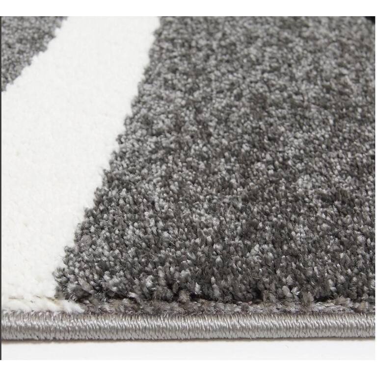LaDole Rugs Durable Spiral Style Area Rug Grey Black White