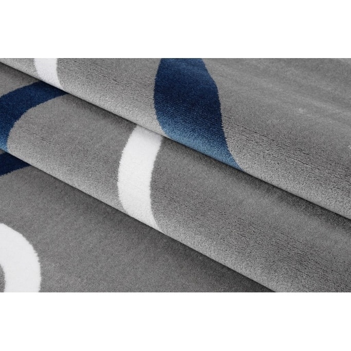 LaDole Rugs Durable Spiral Style Area Rug Grey Black White