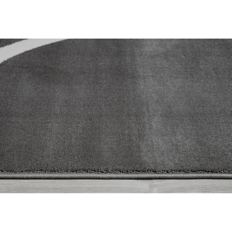 LaDole Rugs Durable Spiral Style Area Rug Grey Black White