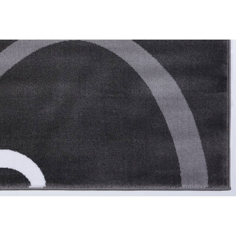 LaDole Rugs Durable Spiral Style Area Rug Grey Black White