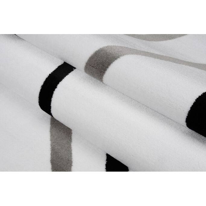 LaDole Rugs Durable Spiral Style Area Rug Grey Black White