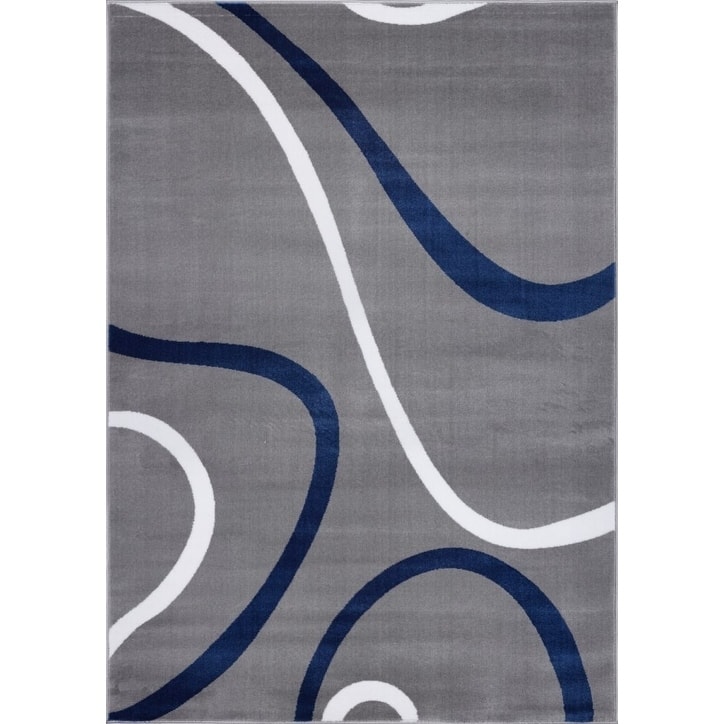LaDole Rugs Durable Spiral Style Area Rug Grey Black White - 5'3" x 7'6"(160cm x 230cm) - Gray Blue
