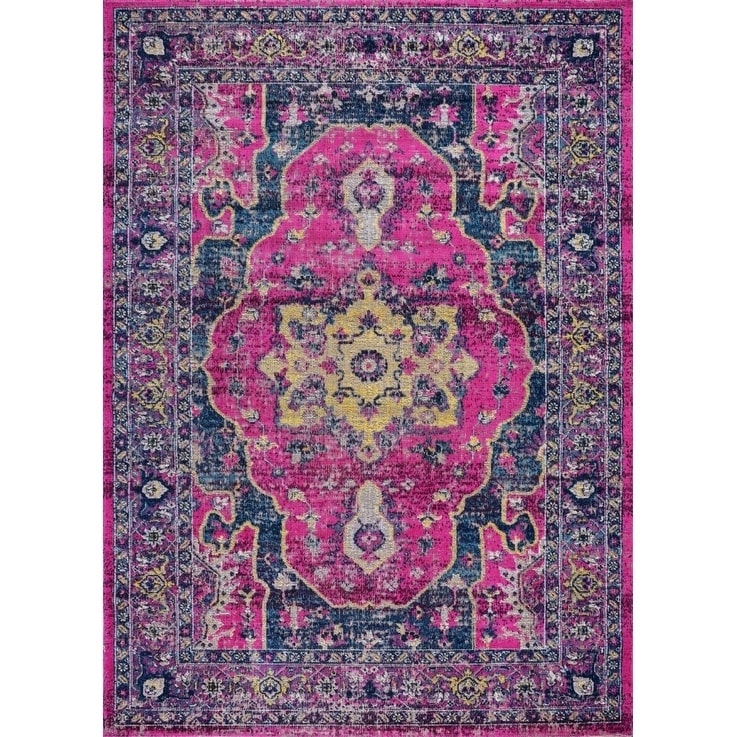 Ladole Rugs Timeless Beverly Pink Purple Vintage Outdoor Mat Pink Purple Vintage Outdoor Mat