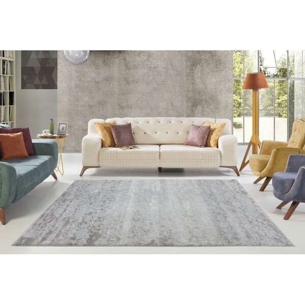 LaDole Rugs Concord Beautiful Abstract Area Rug in Silver Grey