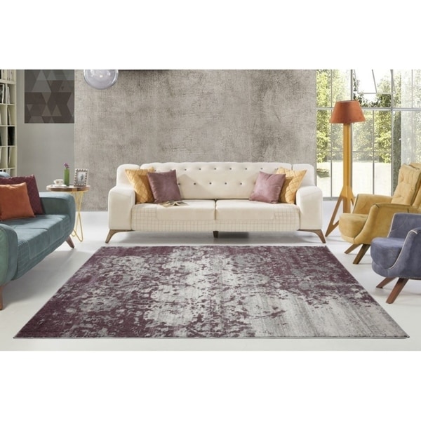 LaDole Rugs Cherine Soft and Modern Style Area Rug in Plum Grey