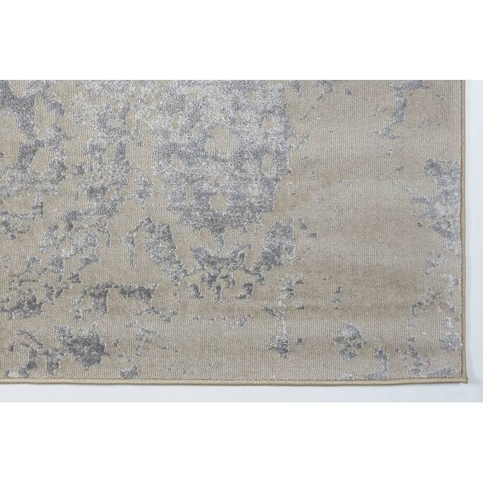 LaDole Rugs Cherine Soft Modern Style Area Rug in Cream Grey Bed Bath