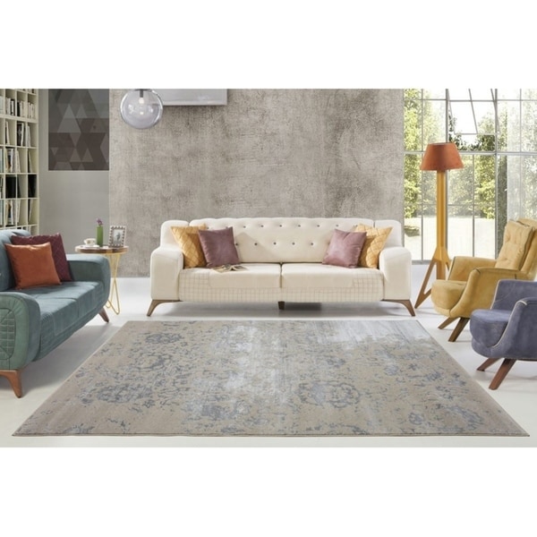 LaDole Rugs Cherine Soft Modern Style Area Rug in Cream Grey