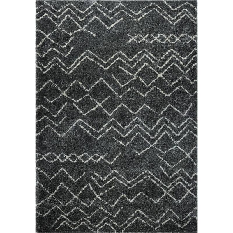 LaDole Rugs Contemporary Trellis Area Rugs in Ivory Dark Grey