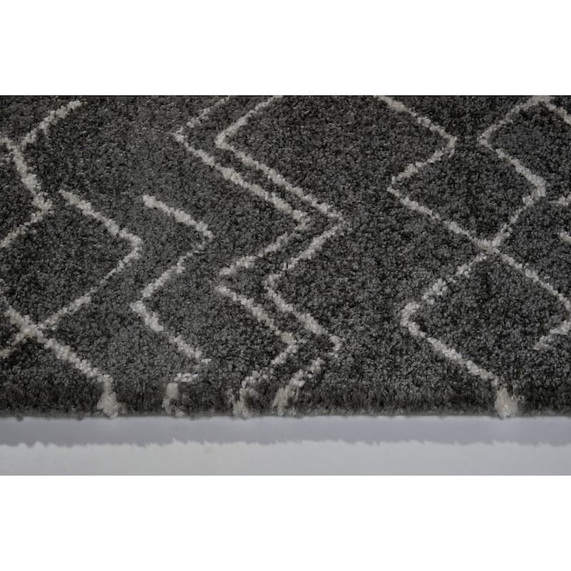 LaDole Rugs Contemporary Trellis Area Rugs in Ivory Dark Grey